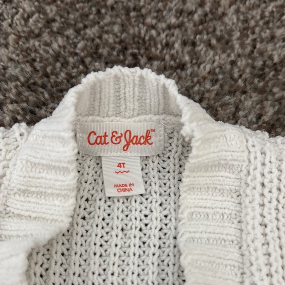Cat & Jack Girl’s White Sweater - Picture 2 of 3